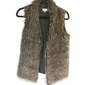 Joseph A Faux Fur Vest Brown Open Front Cozy Layer Size XS
